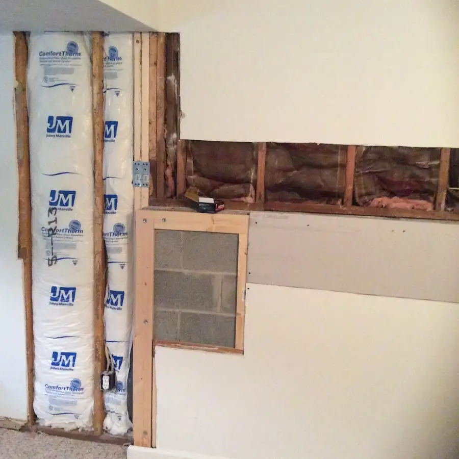 Wall insulation replacement during Basement Flood Cleanup in Pelham